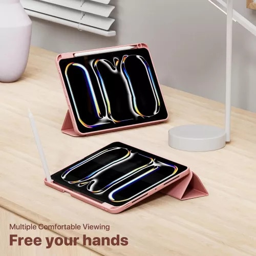 Husa pentru iPad Pro 11 inch (M4 a 5-a generatie 2024) cu suport pentru creion trezire/dormire automata suport pentru incarcarea