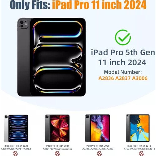 Husa pentru iPad Pro 11 inch (M4 a 5-a generatie 2024) cu suport pentru creion trezire/dormire automata suport pentru incarcarea
