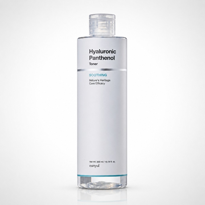 EUNYUL Toner facial coreean cu Acid Hialuronic, Pantenol, Beta-Glucan, Centella Asiatica si Aloe Vera pentru hidratare intensa, calmare si refacerea barierei pielii - Hyaluronic Panthenol Soothing Toner, 300 ml