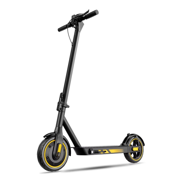 Trotineta electrica pliabila, eScooter, model V10, motor electric fara perii, 36V, capacitate 10.5Ah, viteza maxima 25km/h, autonomie 30-35km, roti 10'', afisaj inteligent, greutate maxima admisa 120 kg