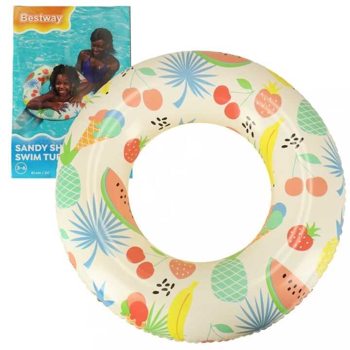 Felfújható trópusi gyümölcsös és flamingós strand úszógumi 61 cm Bestway