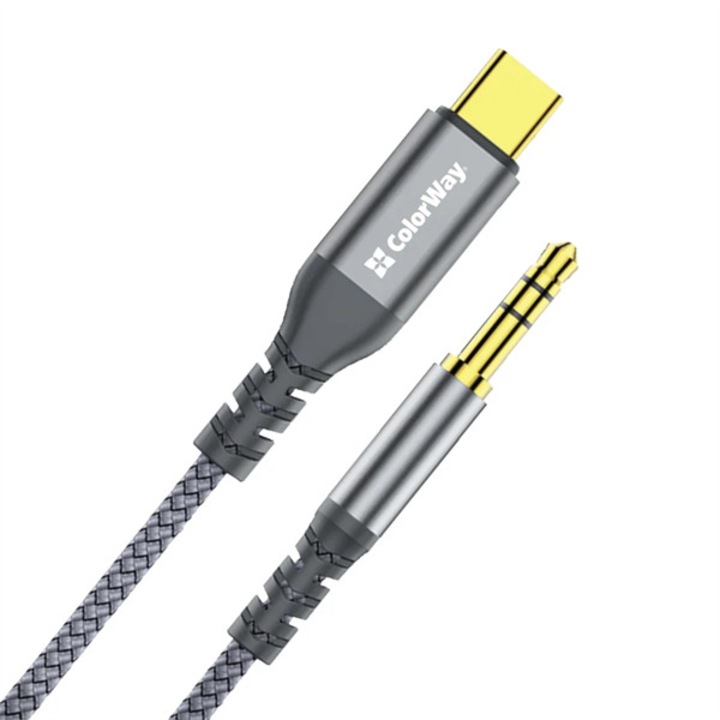 COLORWAY Adapter USB-C - 3.5 mm Mini-Jack, 1.2 m, Szürke (CW-CBPDJ071-G)