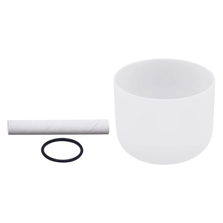 Kvarckristály éneklő tál, Meditációs tál, 20 cm, Hangterápia csakrákhoz, Jóga és meditáció, Tiszta hang