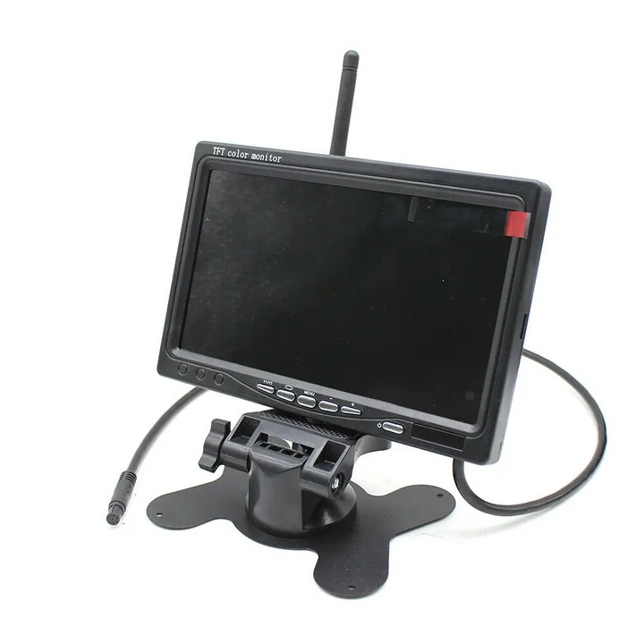 Sistem camera marsarier wireless, Set monitor 4 canale, Ecran 18 cm, 4 camere, 16:9, Vedere pe timp de noapte, Pentru camion/remorca/autobuz/autorulota