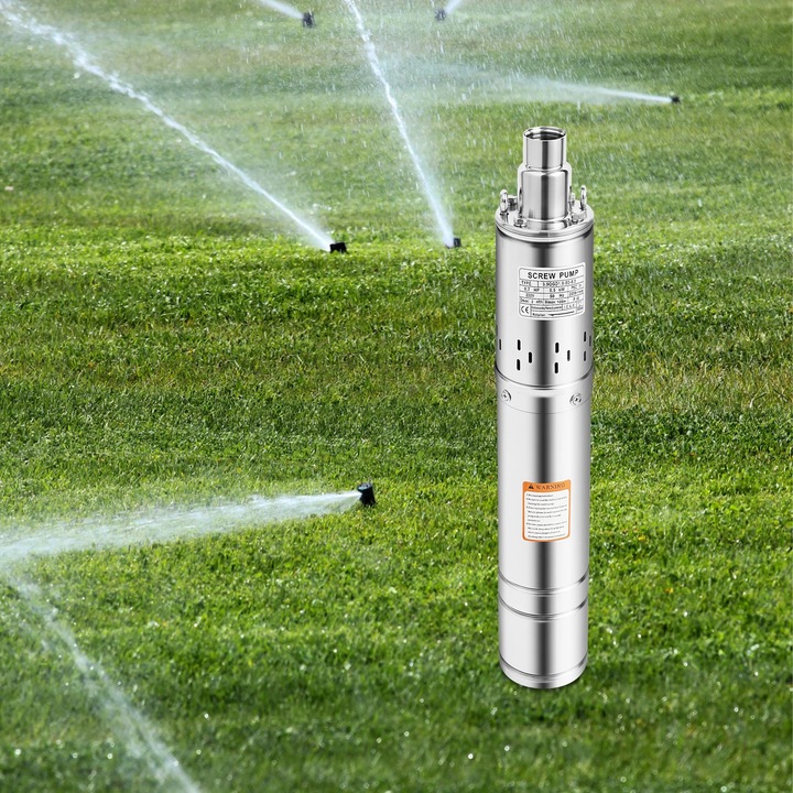 Pompa de put adanc, 3.5QGD1.8-50-0.5 pompa submersibila cu surub, 500W, diametru 9 cm, 2 m³/h, 220–240V, inox pentru irigatii