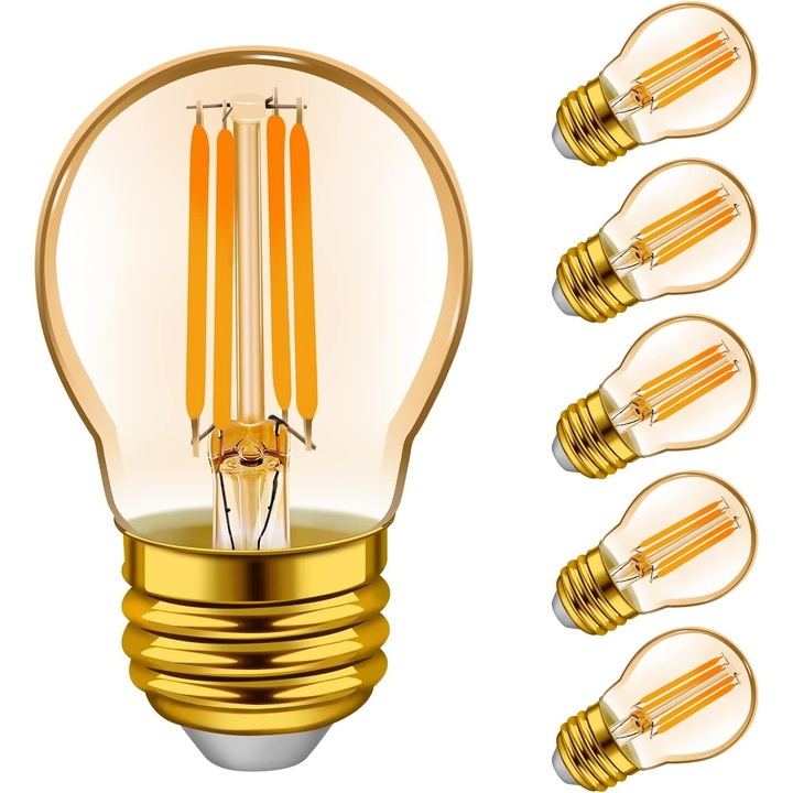 LED крушка с винтидж нажежаема жичка, Emotionlite, P45/G45, E27, 4.5W, 350lm, 2200K, кехлибар, комплект от 6