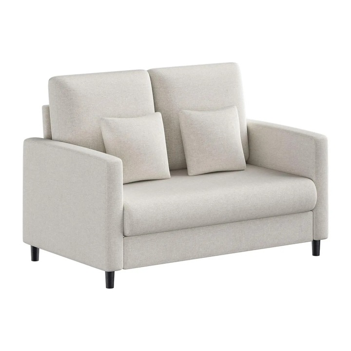2 személyes kanapé 130 cm, Nappali kanapé, Levehető, mosható huzatok, Fa lábak, Kis kanapé, Kompakt lakásba, Modern design, Bézs