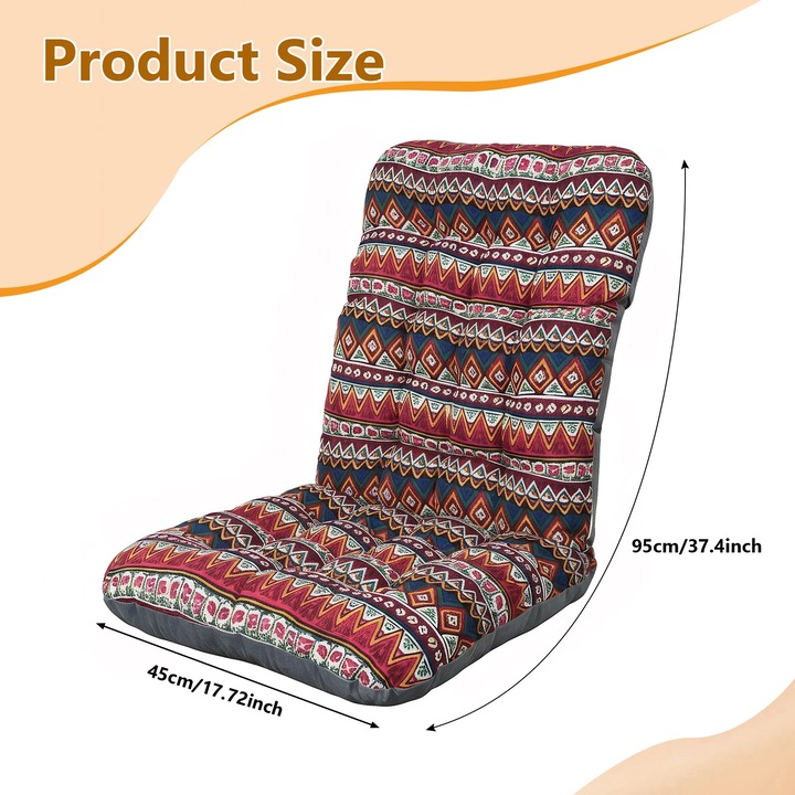 Perna ergonomica pentru scaun de birou, Set perna sezut si spatar, Suport lombar integrat, Antiderapanta, Reversibila, Umplutura cu fibre, Tricotata 100% poliester, Stil etnic
