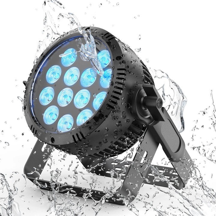 LED RGBW PAR projektor, ZQ01553, 250W, Vízálló, DMX512 4/9 csatorna, Uplight/Wash/Strobe, 90–240V, EU csatlakozó