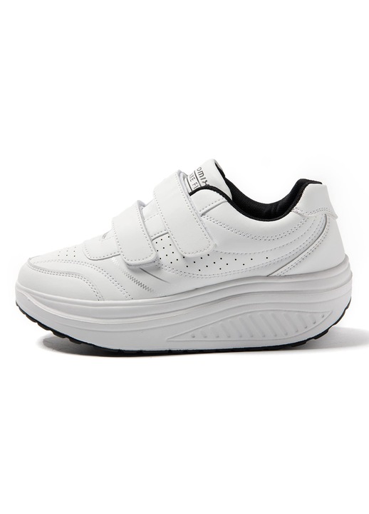 Pantofi Sport Dama, Sistem De Inchidere Cu Scai, Talpa Ergonomica Cu Amortizare, Piele Ecologica, Alb, Marimea 36
