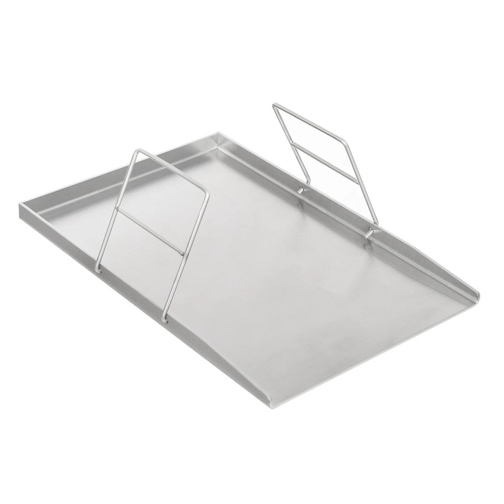 Placa de gratar din otel inoxidabil, Tava BBQ universala, 45×30 cm, grosime 4 mm, pentru gratare pe carbuni si gaz, camping si gatit in aer liber, Argintiu