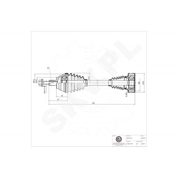 Audi A3 Q2 Seat Altea Leon Toledo III Skoda Octavia Superb VW Golf Passat hajtótengely, jobb első 1K0407272BG
