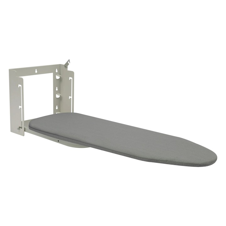 Masa de calcat montata pe perete, pliabila, inaltime reglabila, suprafata de calcat 91 x 30 cm, economisire de spatiu, cadru din otel, husa din bumbac, gri