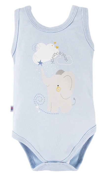 Ujjatlan body elefánt mintával, EEVI - Mellow, Kék, Világoskék