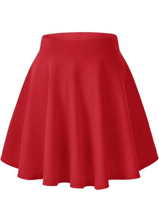 Női mini szoknya, EXCHIC, A-vonalú, XS, poliészter és spandex, piros, magasított derék és pánt
