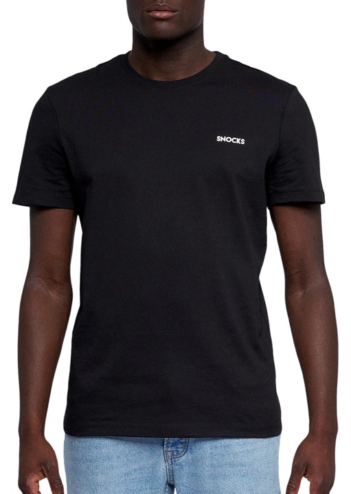 Férfi póló, SNOCKS, modern szabás, 4XL, organikus pamut, fekete, kerek nyakkivágással és logóval
