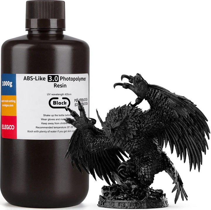 3D смола, Elegoo ABS-Like 3.0, 1кг, Черна, за 3D принтер