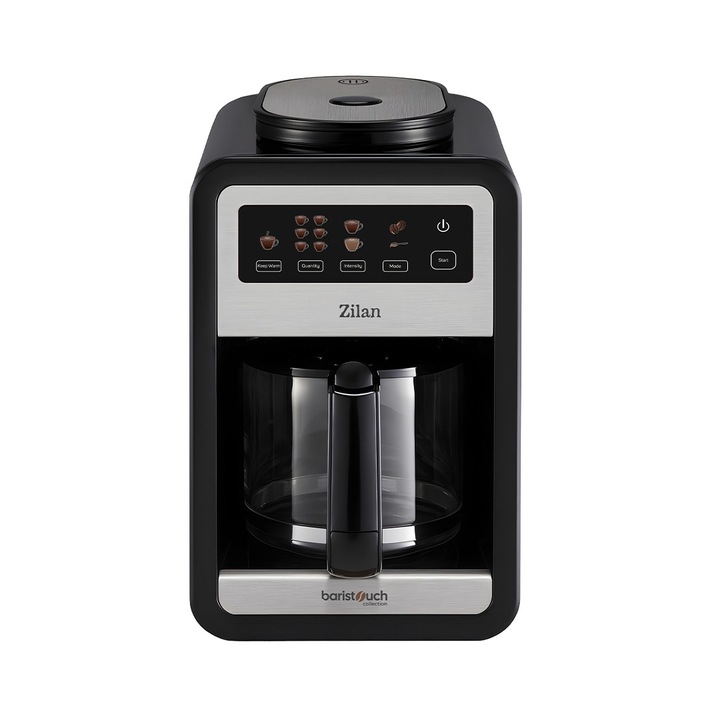 Cafetiera cu rasnita integrata Zilan ZLN9001, Ecran tactil, Capacitate 850 ml ( pana la 6 cesti ), Putere 640W