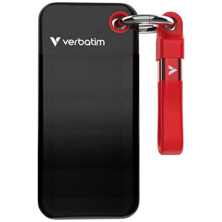 SSD külső Verbatim Pocket 128GB USB-C fekete-piros