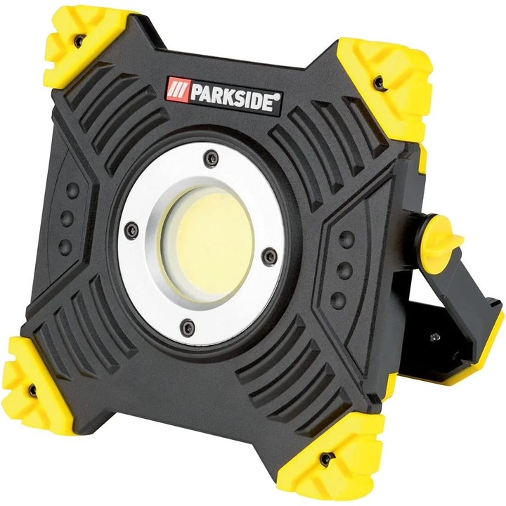 Lampa de lucru LED Parkside, 20W, 2000lm, Acumulator Li-Ion 6000mAh, Functie power bank, Type-C, Incarcator auto, AC, Negru