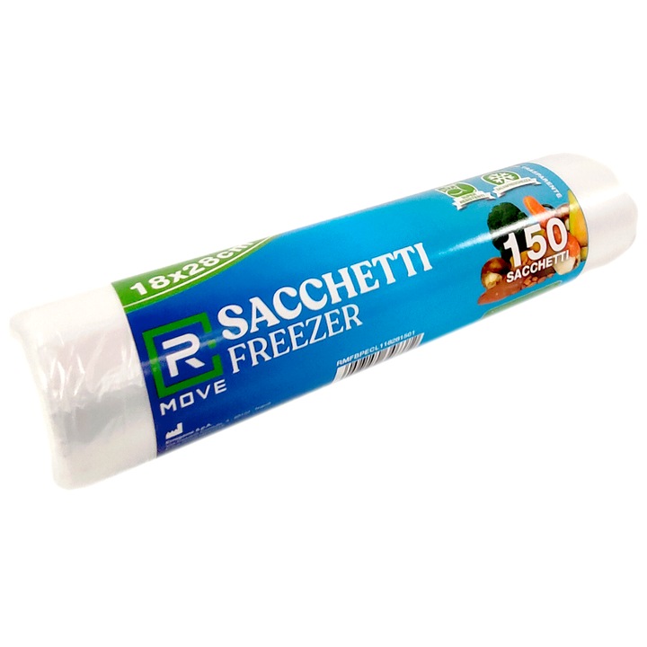 Pungi alimentare pentru uz casnic, RMove, 18 x 28 cm, 150 bucati/rola