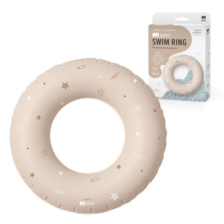 SIPO felfújható úszógumi, 50 cm, 3-6 éves gyermekeknek (15-30 kg), Bézs
