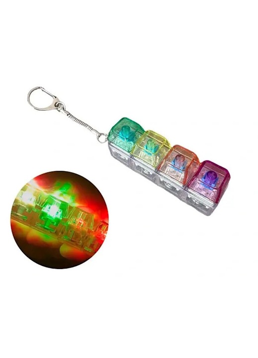 Ключодържател, играчка клавиатура, LED, многоцветен, 7.6x2x2.7см