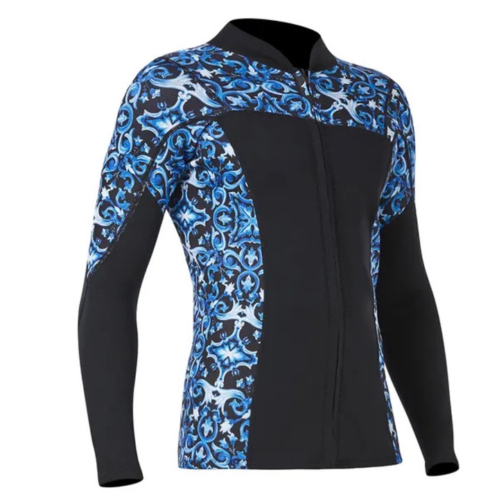 Costum de baie dintr-o singura piesa de 1.5MM pentru scufundari, impermeabil, cu protectie solara, maneca lunga pentru snorkeling si surfing, barbati, albastru M