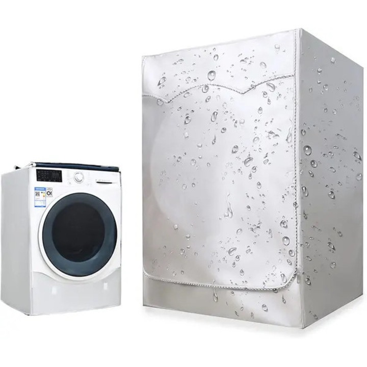 Husa masina de spalat front-loading, argintie, 85x60x55cm, cu fermoar, rezistenta la apa si soare