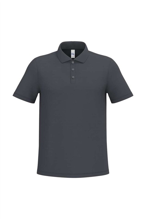 Férfi pamut piké póló, 180 g/m², egyenes szabású, 3 iDeal gomb, Basic IB295, Ideal Dark Grey, 3XL