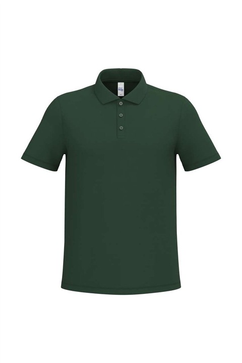 Férfi galléros póló, 180 g/m² pamut piké, egyenes szabás, 3 iDeal gomb, Basic IB295, Ideal Forest Green, M