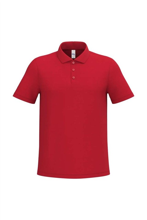 Férfi pamut piké póló, 180 g/m², egyenes szabású, 3 iDeal gomb, Basic IB295, Ideal Red, 3XL