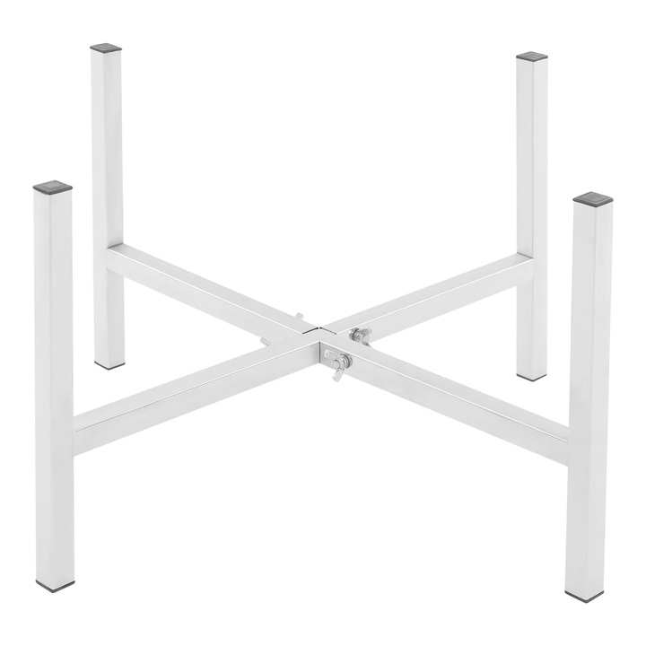 Gratar pentru foc de tabara, Suport grill reglabil, Otel inoxidabil 201, 48/69 cm, Pentru groapa de foc si camping, Argintiu