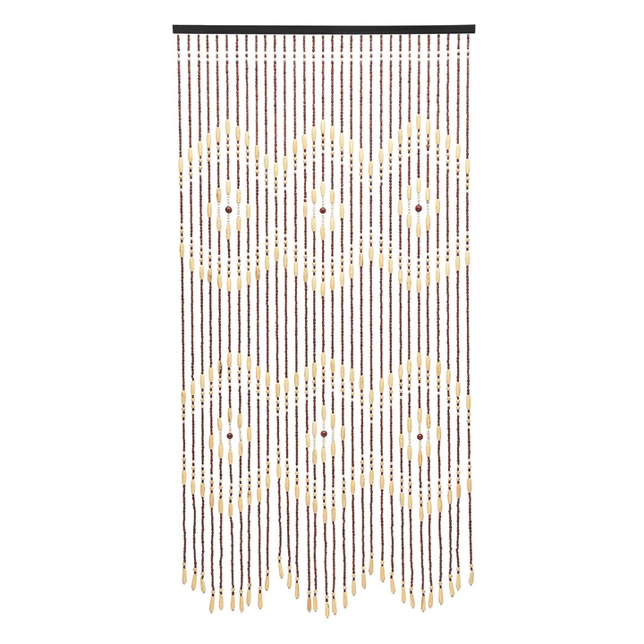 Perdea cu margele din lemn, Separator de camera/Perdea de usa, Lucrat manual, 90x175 cm, Stil boho, Protectie intimitate, Maro