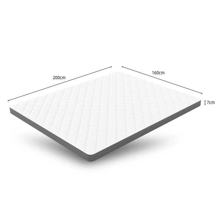 Saltea, Spuma, H3 Fermitate Medie, 7 Zone Profilata, Inaltime 7 cm, 160x200 cm, Certificat OEKO-TEX, Alb