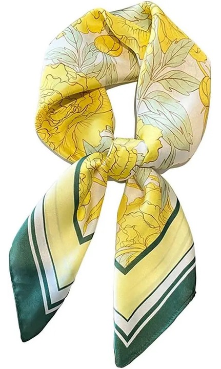 Esarfa patrata satin 70x70cm, moale, lucioasa, multicolor