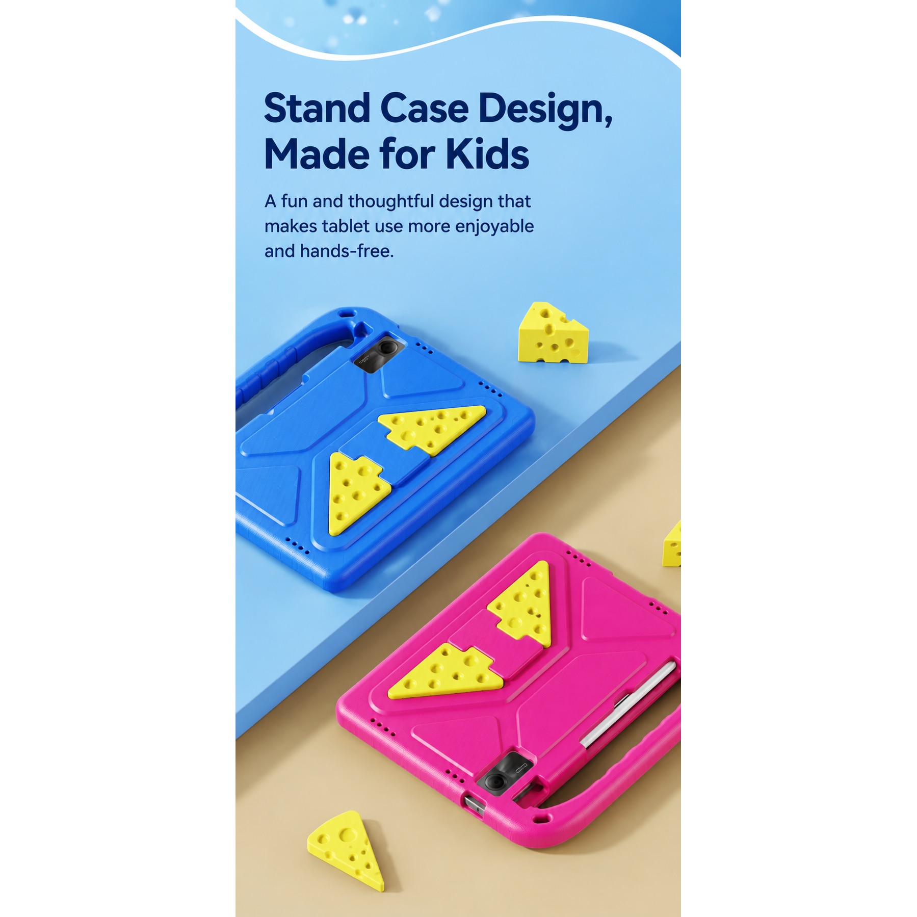 Husa Dux Ducis Puff Series KidsEVA pentru iPad Air 4/5 10.9" si iPad Pro 11 2018-2022, stand si maner, albastu