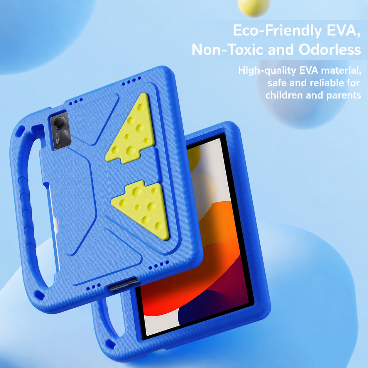 Husa Dux Ducis Puff Series KidsEVA pentru iPad Air 4/5 10.9" si iPad Pro 11 2018-2022, stand si maner, albastu