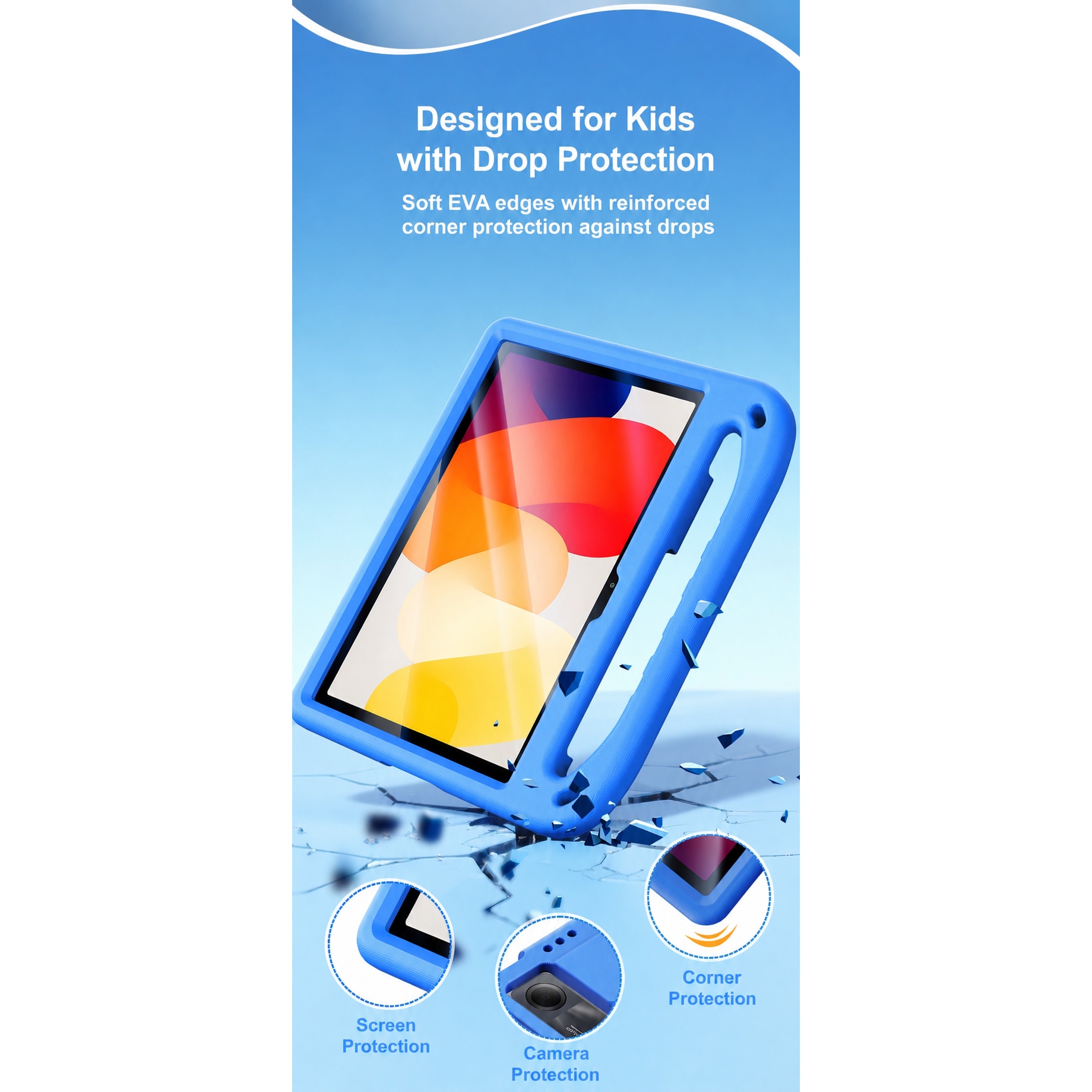 Husa Dux Ducis Puff Series KidsEVA pentru iPad Air 4/5 10.9" si iPad Pro 11 2018-2022, stand si maner, albastu