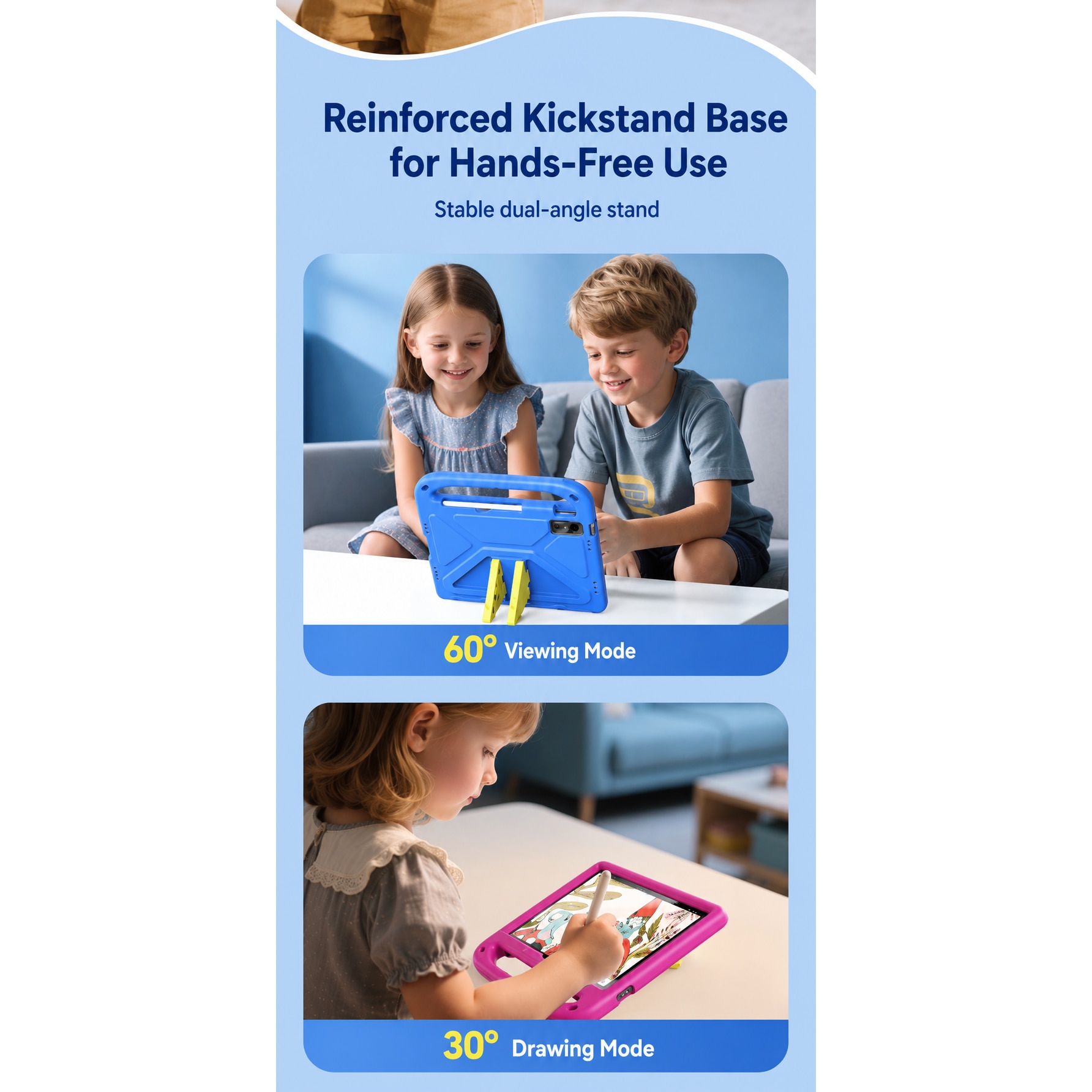 Husa Dux Ducis Puff Series KidsEVA pentru iPad Air 4/5 10.9" si iPad Pro 11 2018-2022, stand si maner, albastu