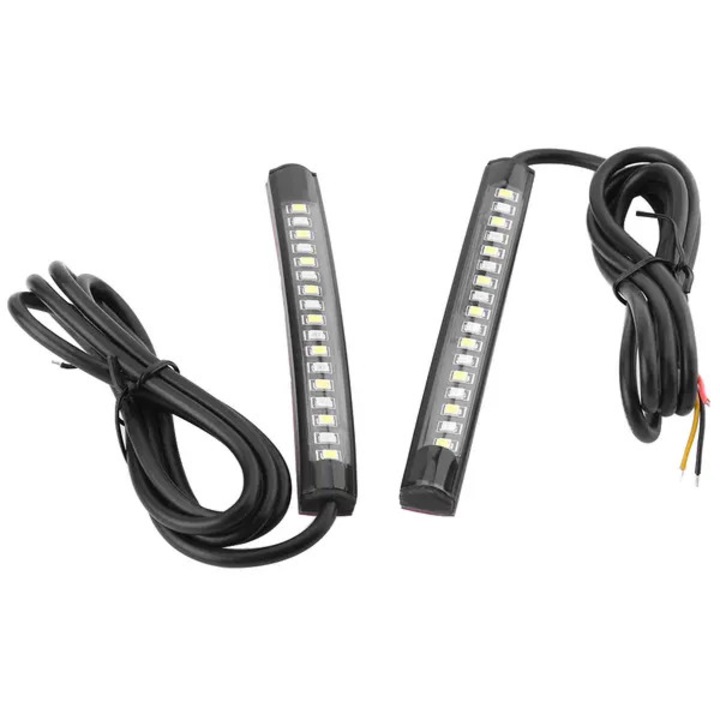2 db LED fékjelző szalag készlet, fehér-sárga 118x14x9mm motorhoz, ATV-hez, autóhoz
