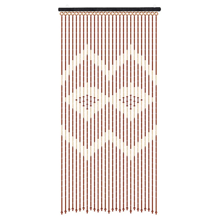 Perdea cu margele din bambus, Perdea de usa, Anti-insecte pentru usa/fereastra, 90 x 175 cm, Margele din lemn, Rosu