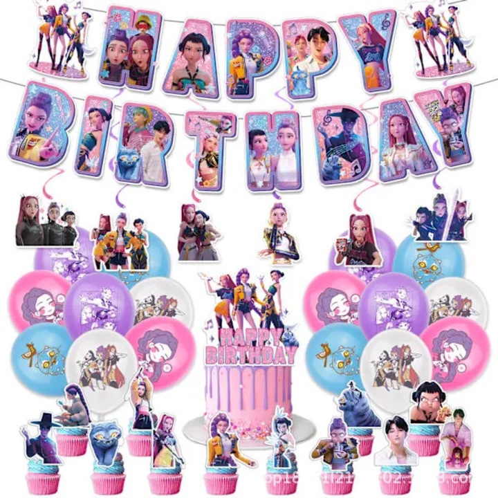 Set decoratiuni petrecere copii K-Pop Demon Hunters multicolor
