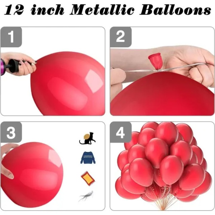 100 darab piros latex lufi szett, 10 inch, partira