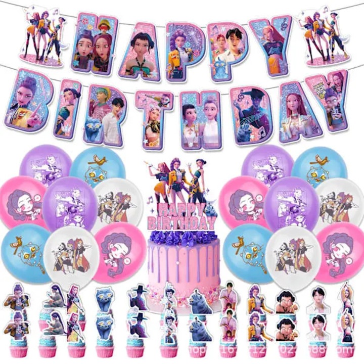 Set decor petrecere copii K-pop Demon Hunters multicolor