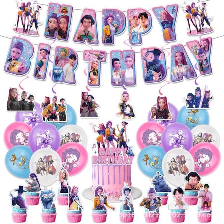 Set decoratiuni petrecere copii K-pop Demon Hunters multicolor