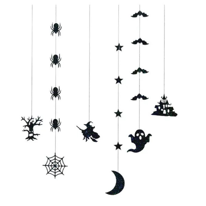 Set decoratiuni Halloween, siluete fantoma, multicolor, 11x11cm
