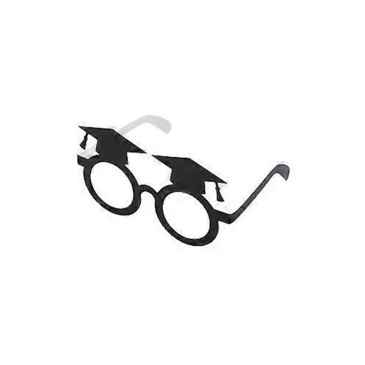 Set 8 ochelari petrecere absolvire, negru, hartie, 15x9.5x13cm