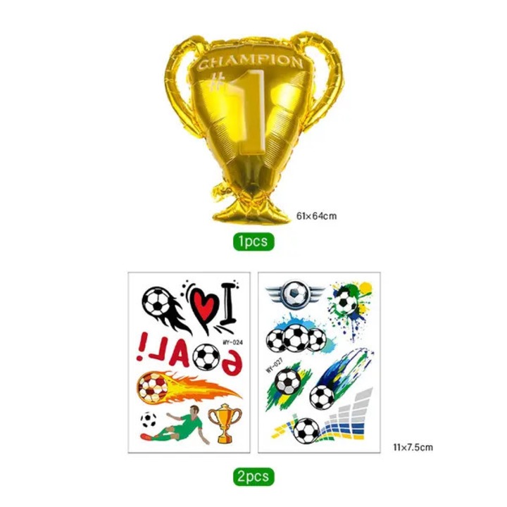 Fólia és latex futball lufi szett, bannerek, tetoválások, zöld, többféle méret, partira