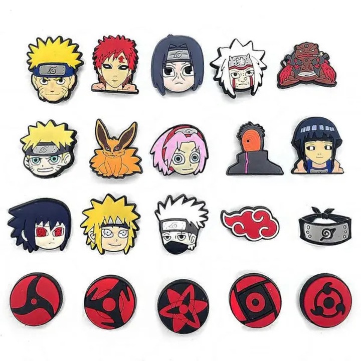 Naruto többszínű PVC cipő kiegészítő készlet, 20 db